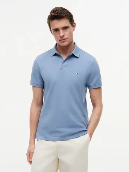 Koszulka polo o kroju regular fit z mieszanki bawełny Tommy Hilfiger niebieska