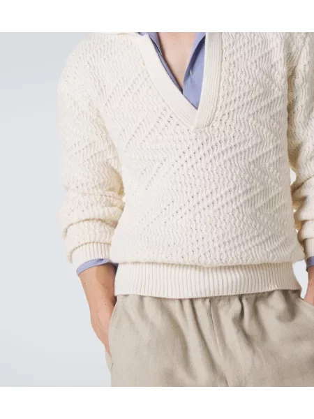 Tricou polo Missoni de lână alb