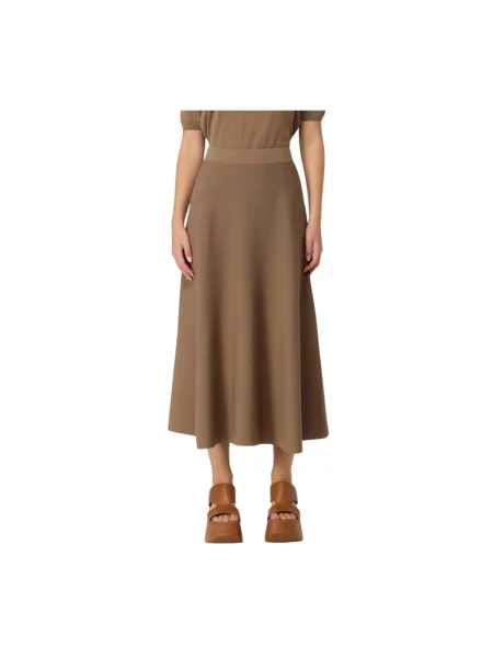 Lniana spódnica midi Max Mara brązowa