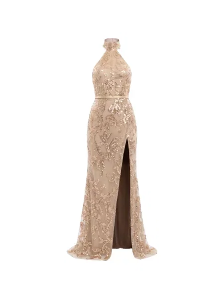 Rochie maxi Saiid Kobeisy cu paiete cu gât halter