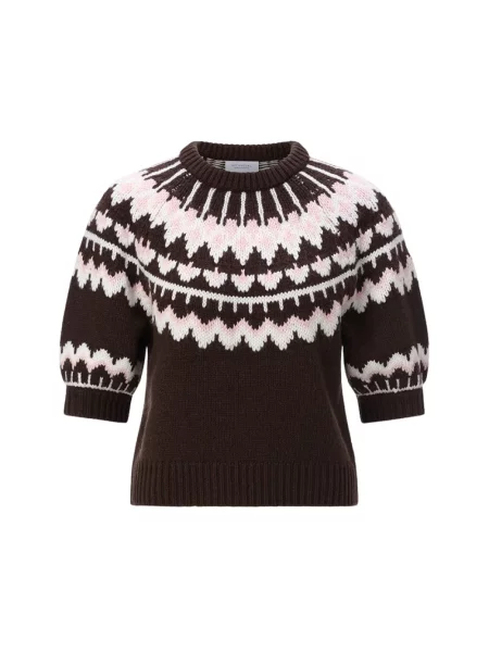 Sweter w stylu dzianiny o kroju regular fit model Jacquard' Rich & Royal brązowy