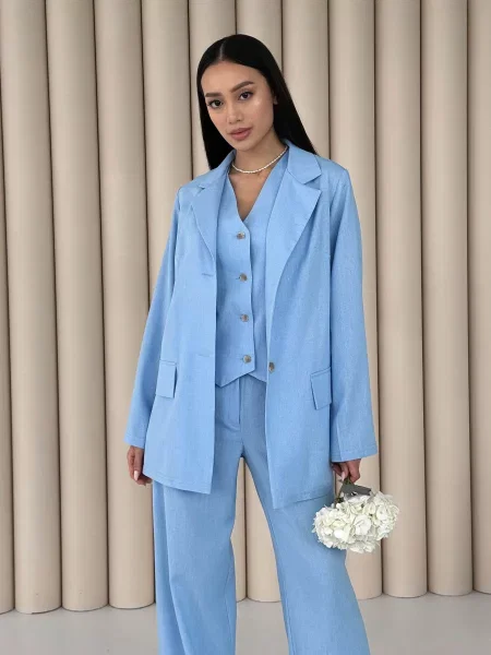 Jadone Fashion Піджак Mey_bl Льон блакитний
