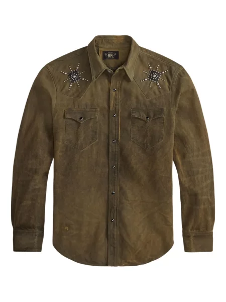 Cămașă Ralph Lauren Rrl cu tepi lungă maro