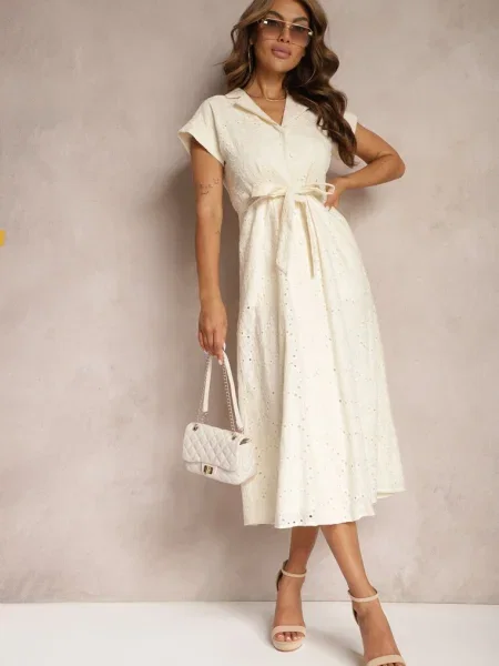 Rochie crem cloș din cu broderie și Ilosofia bej