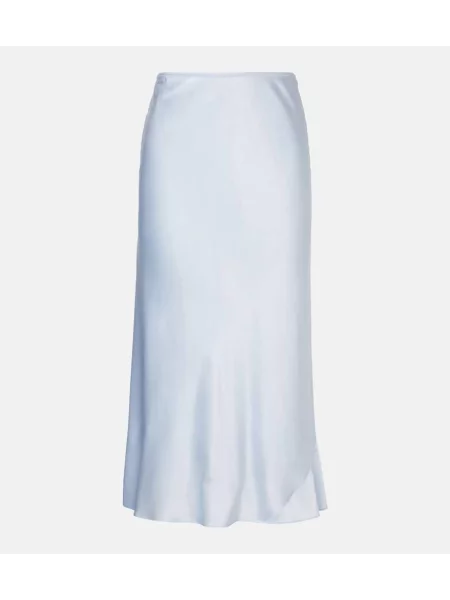 Fustă midi Dorothee Schumacher din satin până la genunchi albastru