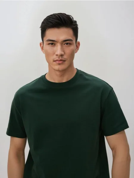 Reserved Tricou boxy din verde-închis verde