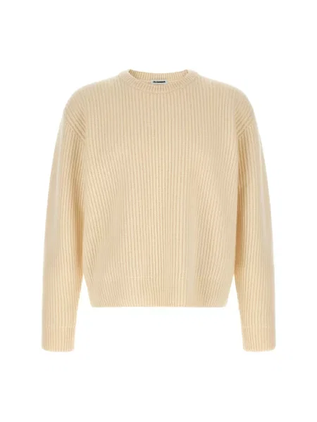 Dzianinowy sweter Jil Sander beżowy