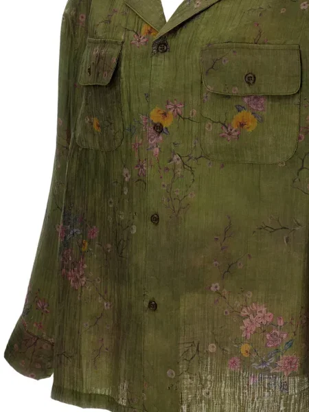Cămașă Found cu model floral cu imagine verde