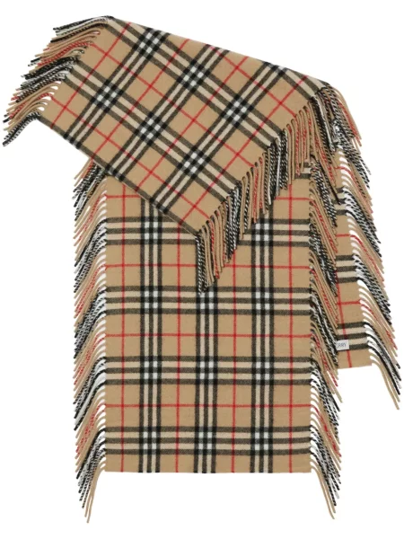Fular Burberry din cașmir în carouri maro