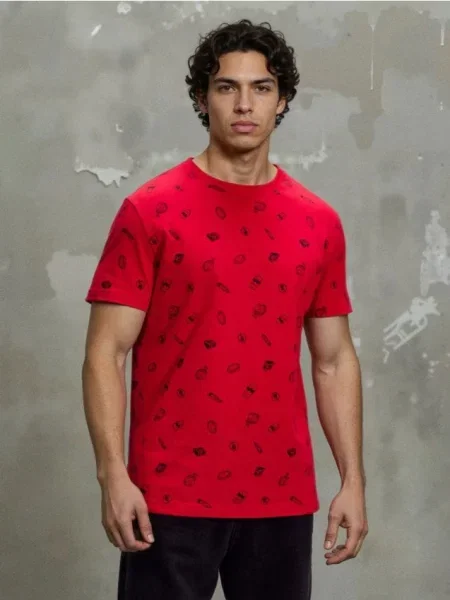 Sinsay wzorzysta koszulka czerwony