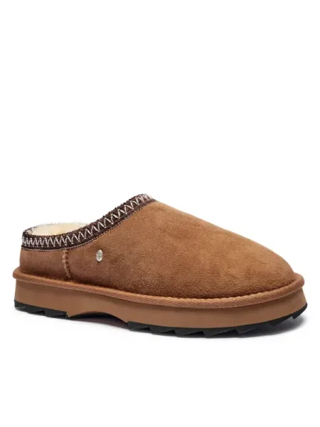 EMU Australia De piele mules încălțăminte Sharky Scuff cu adaos de lână maro