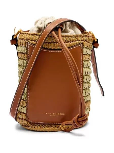 GIANNI CHIARINI Geantă tip sac Saona cu adaos de piele bej