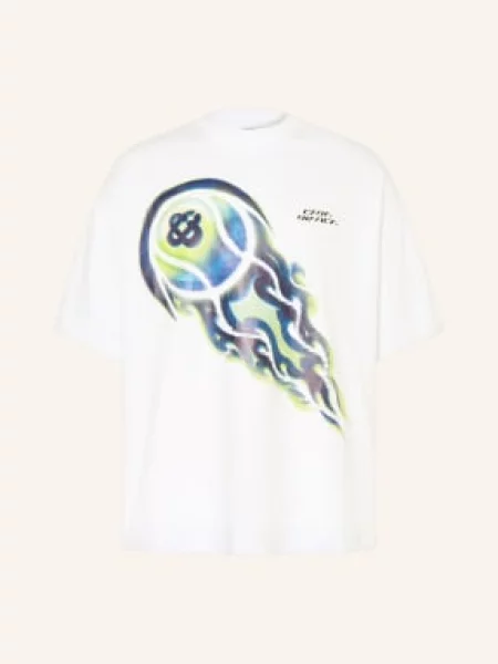 Casablanca Tričko Flaming Tennis Ball / neonově žlutá / modrá bílá