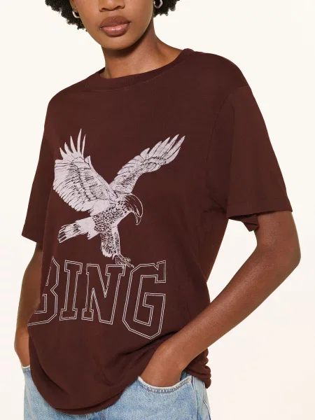 Anine Bing Tričko Bili tmavě hnědá bílá
