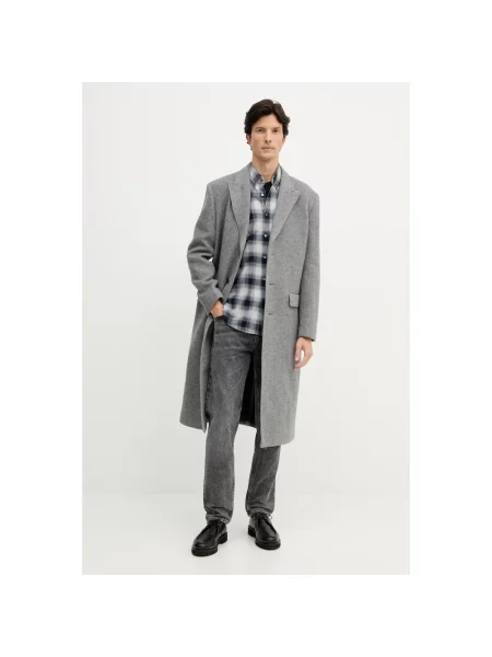 Trussardi płaszcz z dodatkiem wełny szary