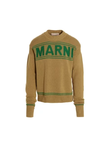 Sweter Marni z logo brązowy