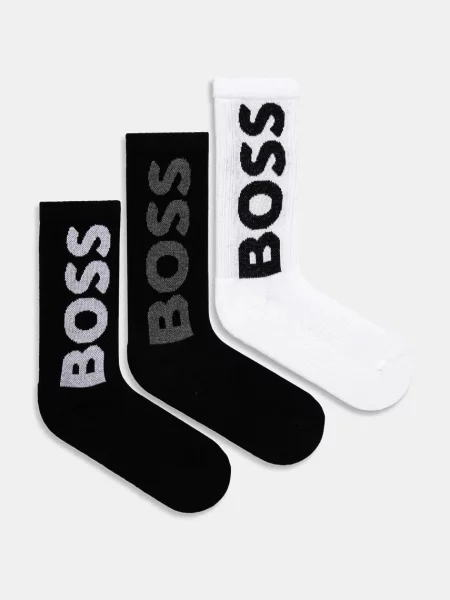 BOSS κάλτσες ανδρικές 3P QS Rib Logo CC μαύρο