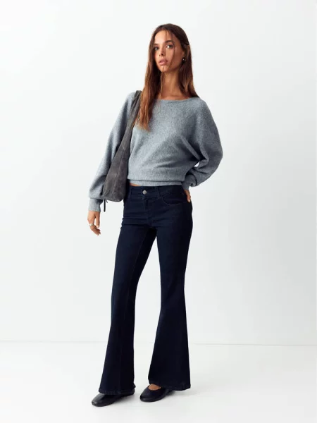 Jeansy flare z niskim stanem Teen 32 MANGO TEEN niebieski