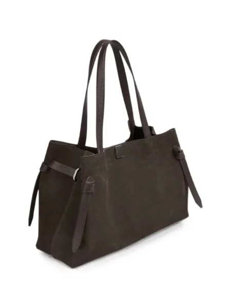 Geantă shopper Yuzefi din piele de căprioară maro
