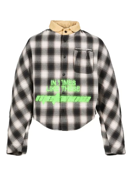 Manšestrová kostkovaná s límcem košile Rrr123 černá