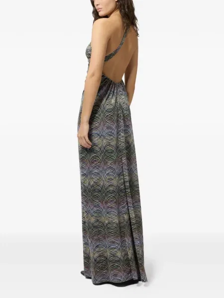 Rochie Missoni cu un umăr gol verde
