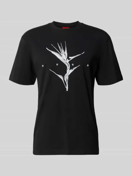 T-shirt o kroju relaxed fit z czystej bawełny model DARISE' Hugo czarna