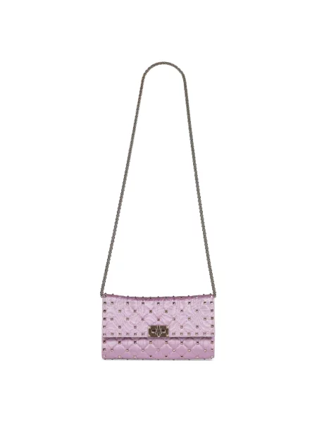 Lniana torebka crossbody Valentino Garavani fioletowa