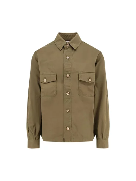 Koszula Saint Laurent z twillu zielona