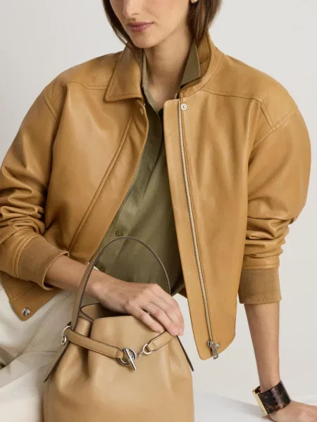 Bőr kézitáska Lauren Ralph Lauren barna