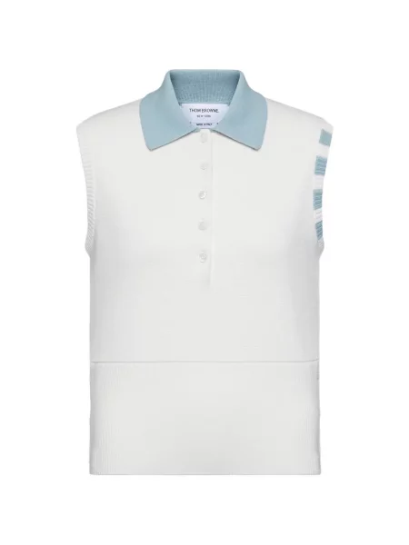 Polo Thom Browne fără mâneci alb
