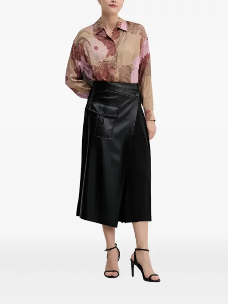Cămașă Sisley cu model floral maro