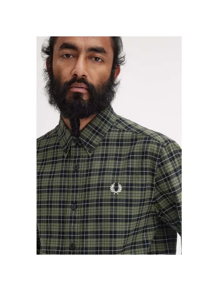 Kockovaná kockovaná košeľa Fred Perry keper zelená