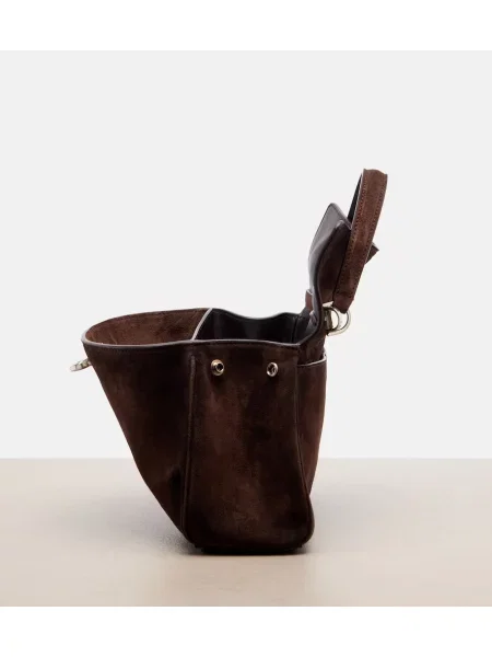 Top Balenciaga din piele de căprioară maro