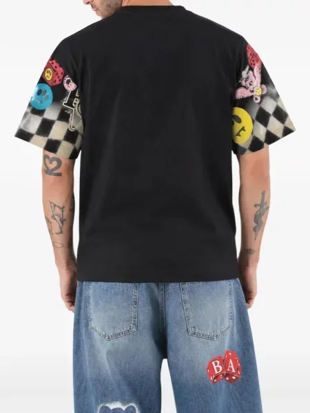 Tricou Barrow în carouri cu imagine negru