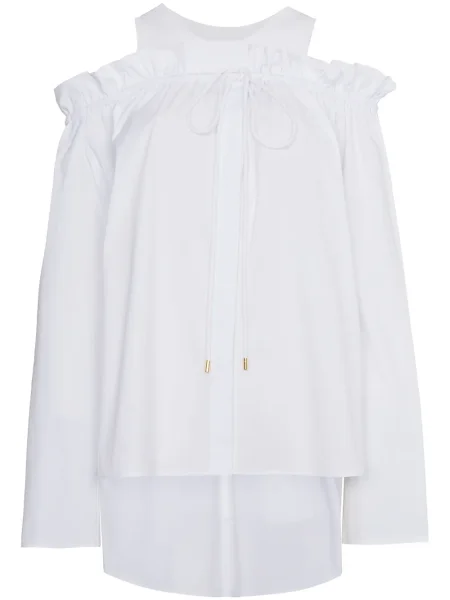 Tricou mânecă lungă Alberta Ferretti cu volane cu mâneci lungi lung alb