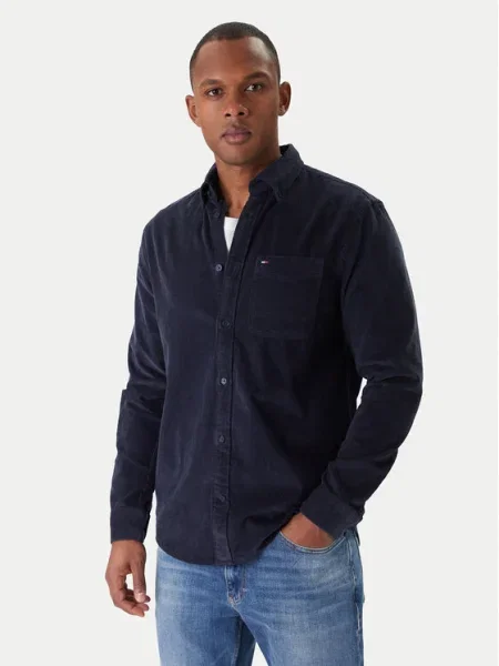 Джинсова риза Tommy Jeans със стандартна кройка тъмносиньо