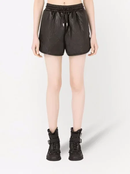 Pantaloni scurți Dolce & Gabbana din piele negru