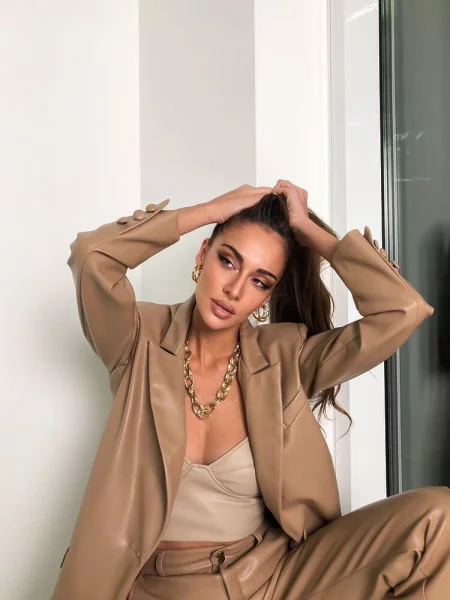 Топ Milirud штучна шкіра бежевий