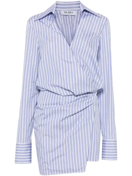 Mała sukienka mini The Attico w paski garniturowa biała