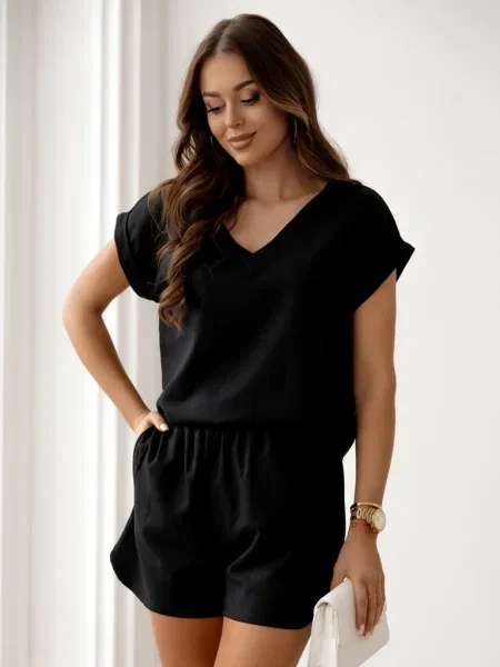 Ленени къс шорти Resti черно