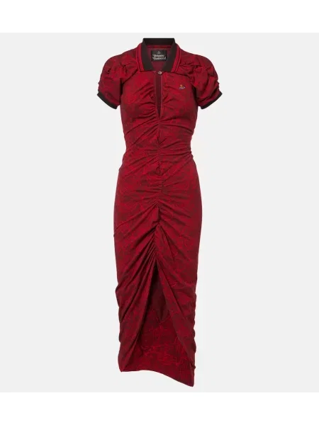 Rochie midi Vivienne Westwood din jacard până la genunchi de costum roșu