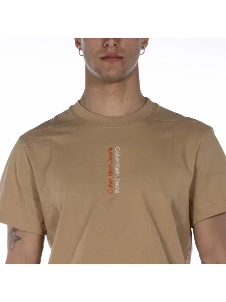 Tricou Calvin Klein Jeans cu autograf bej