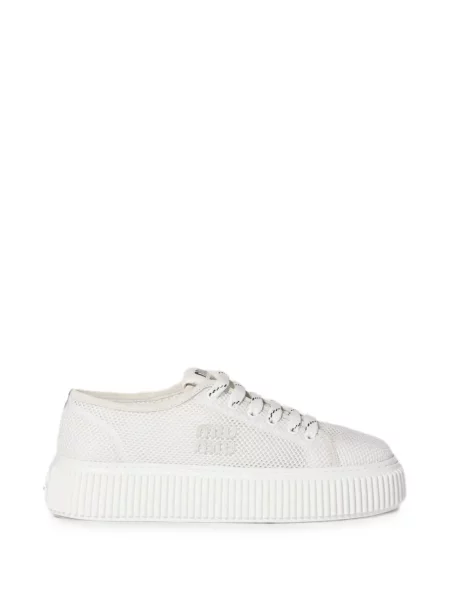 Sneakerși Miu Miu cu șireturi din dantelă alb