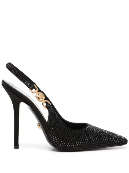 Полуотворени обувки Versace с отворена пета черно