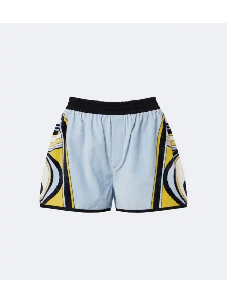 Pantaloni scurți La Doublej cu imagine din material terry albastru