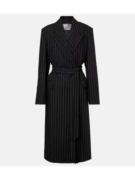 Palton Acne Studios de lână cu dungi negru