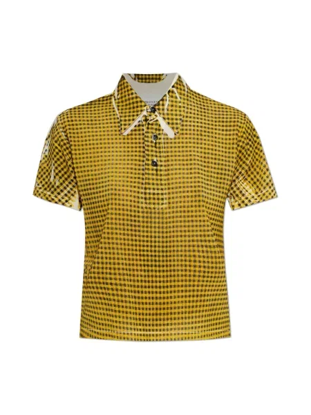 Koszulka polo Maison Margiela w kratę żółta