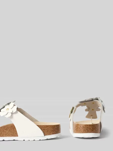 Japonki ze skóry z kwiatowymi aplikacjami model GIZEH' Birkenstock białe