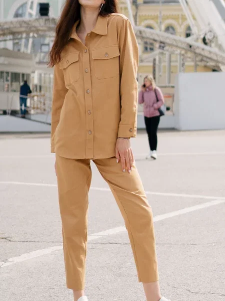 Штани повсякденні LadyLike гірчичний текстиль