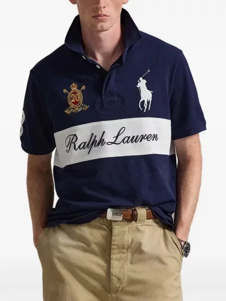 Kołnierzykowy polo Polo Ralph Lauren z frędzli w paski czerwone